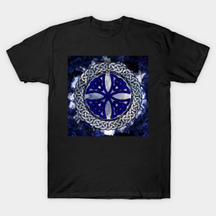 Blue Celtic Shield Knot on Marble T-Shirt